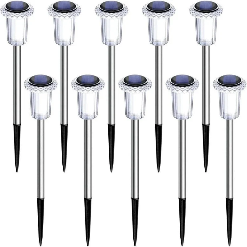 Euroselle Solar Pathway LED Lights Cool White, Weather Resistant, Solar Powered