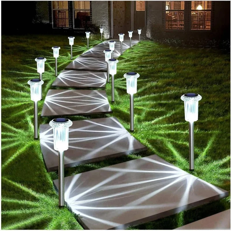 Euroselle Solar Pathway LED Lights Cool White, Weather Resistant, Solar Powered