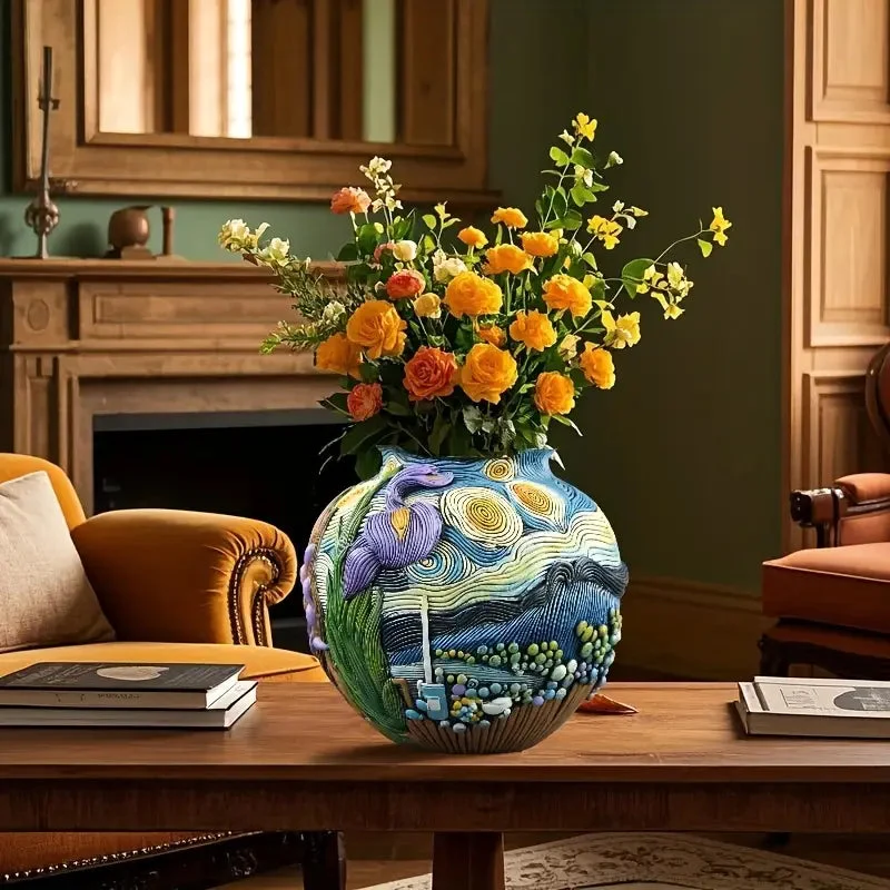 Euroselle Van Gogh Inspired Handcrafted Vase For Elegant Home Decor