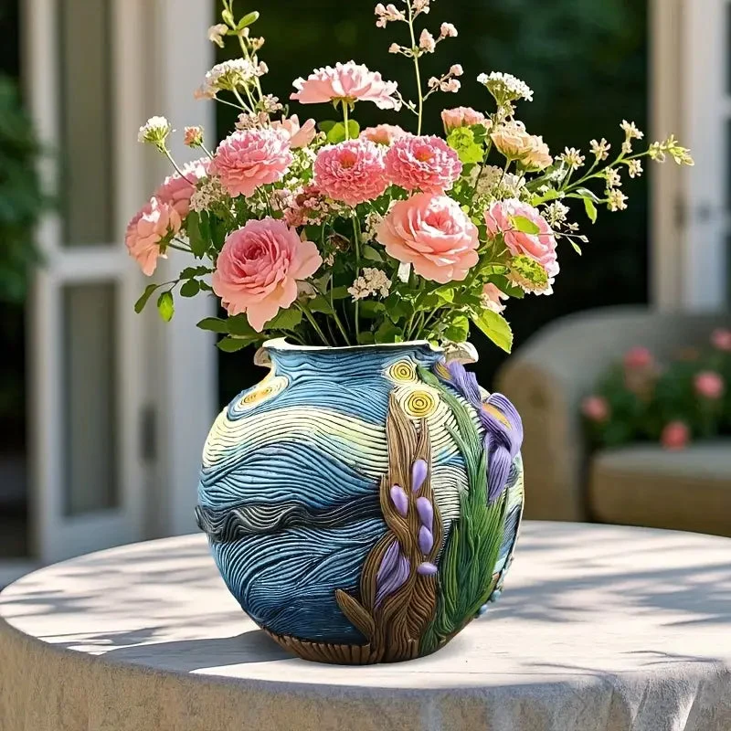 Euroselle Van Gogh Inspired Handcrafted Vase For Elegant Home Decor