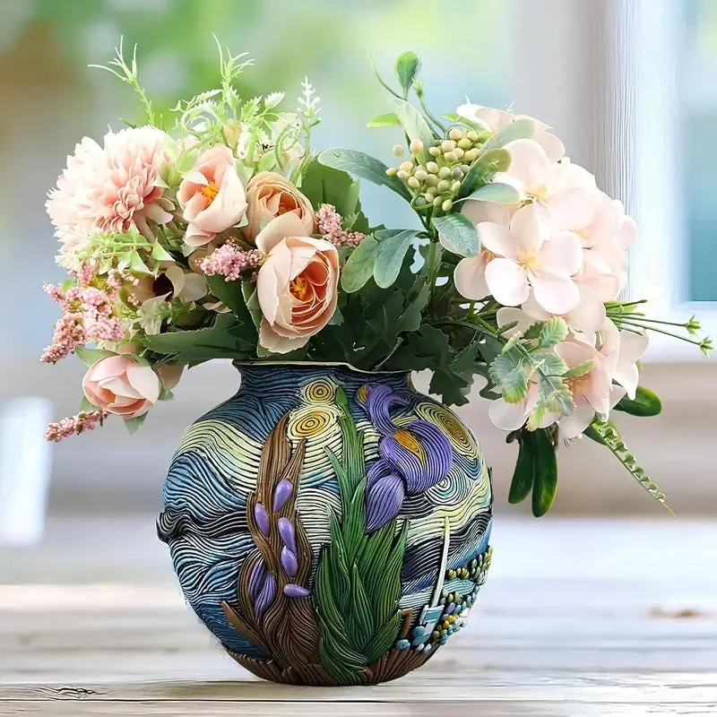 Euroselle Van Gogh Inspired Handcrafted Vase For Elegant Home Decor