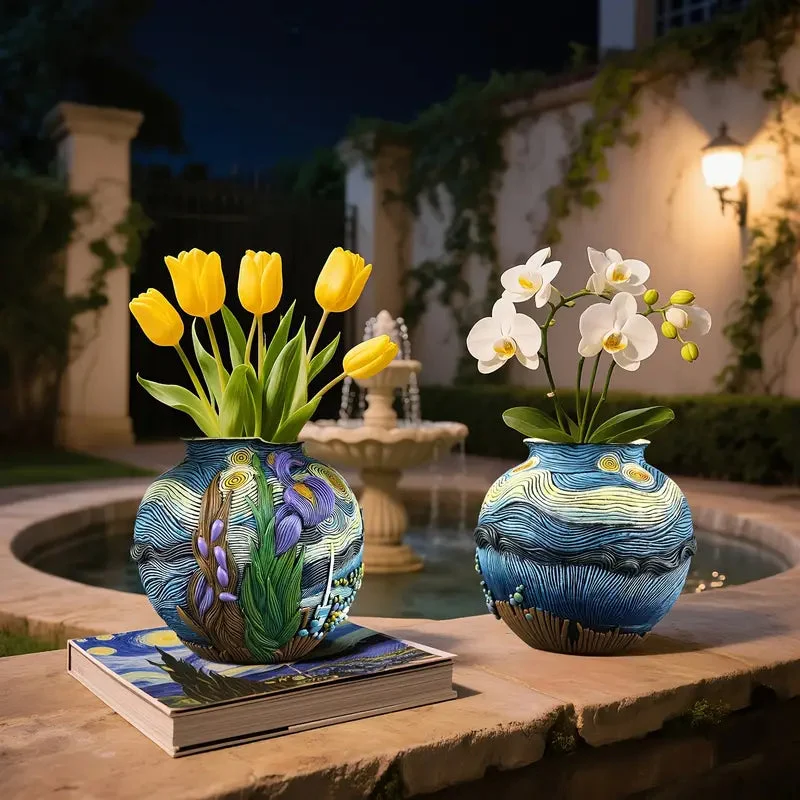 Euroselle Van Gogh Inspired Handcrafted Vase For Elegant Home Decor