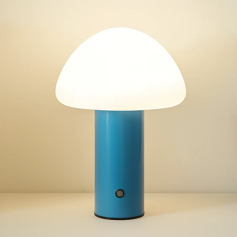 Euroselle Cordless LED Mushroom Table Lamp With Soft Illumination And Rechargeable Battery