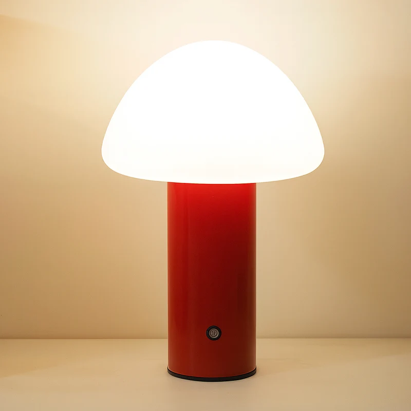 Euroselle Cordless LED Mushroom Table Lamp With Soft Illumination And Rechargeable Battery