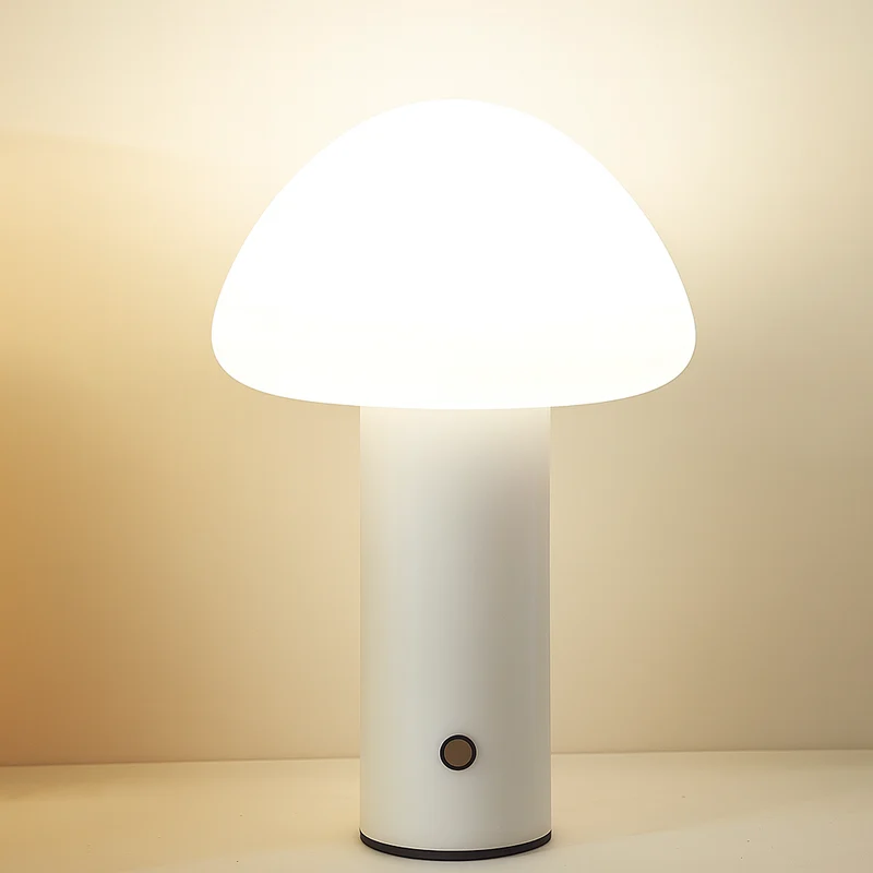 Euroselle Cordless LED Mushroom Table Lamp With Soft Illumination And Rechargeable Battery
