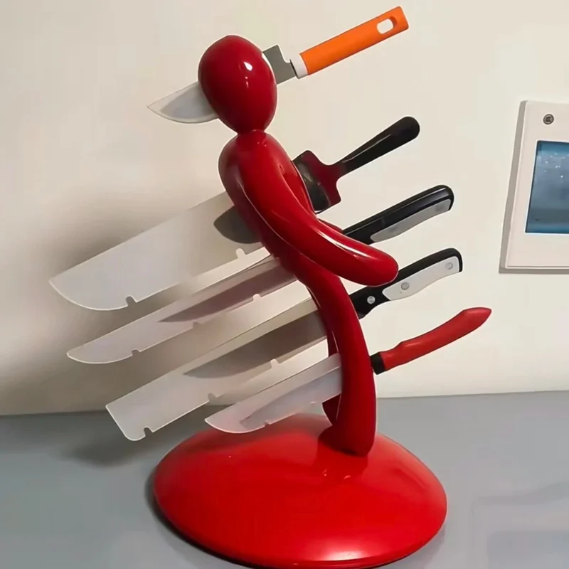 Euroselle Artistic Humanoid Knife Organizer With Secure Blade Storage, Space-Saving Countertop Design