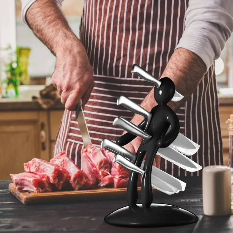 Euroselle Artistic Humanoid Knife Organizer With Secure Blade Storage, Space-Saving Countertop Design