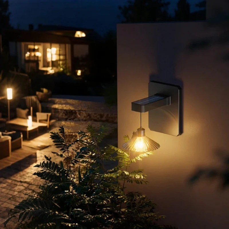 Solar Wall Light Stainless Steel ABS Dusk Sensor Warm White Outdoor Euroselle