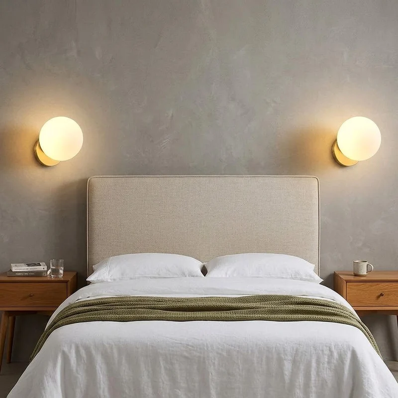 Euroselle Sphere Bedside Wall Light With Glass Shade And Gold Metal Finish E27 Single Fixture