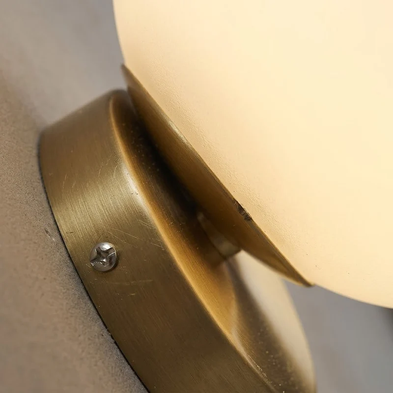 Euroselle Sphere Bedside Wall Light With Glass Shade And Gold Metal Finish E27 Single Fixture