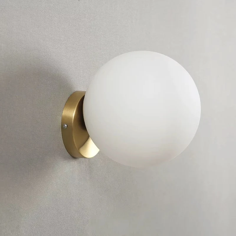 Euroselle Sphere Bedside Wall Light With Glass Shade And Gold Metal Finish E27 Single Fixture