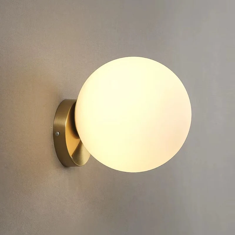 Euroselle Sphere Bedside Wall Light With Glass Shade And Gold Metal Finish E27 Single Fixture