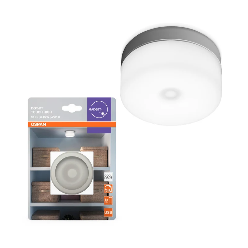 OSRAM DOT-it touch high Akku Usb LED Leuchte für Wand / Schrankunterseiten 0,45W / 4000K Kaltweiß