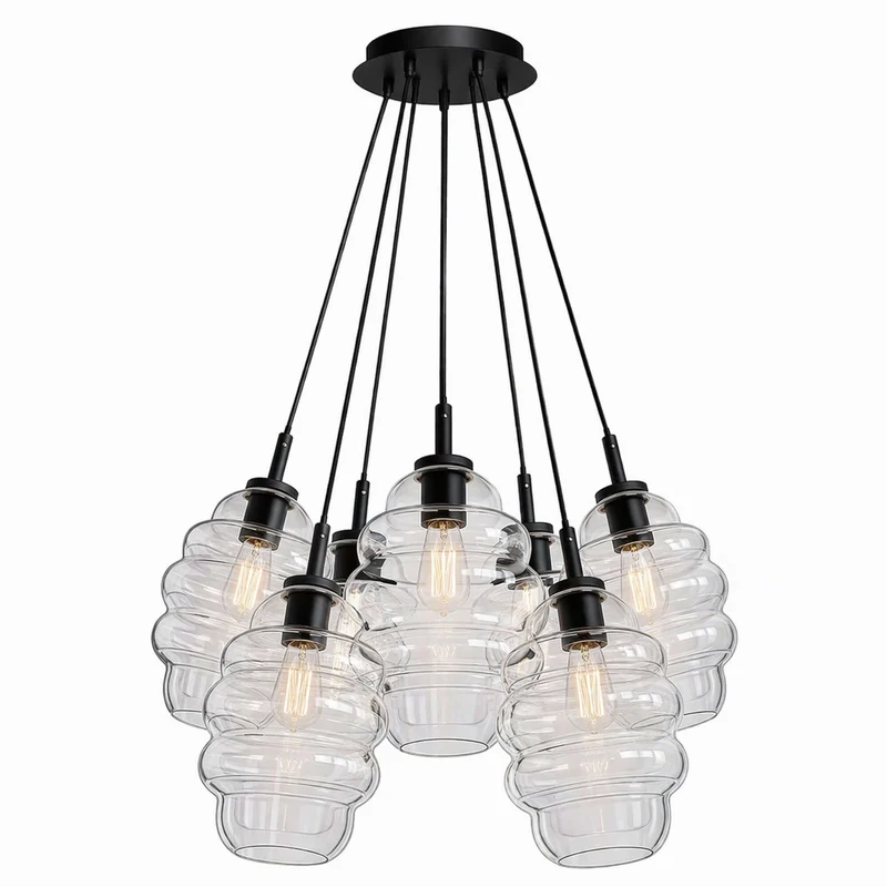 s.luce Echos Cluster Glas-Pendelleuchte 7-flammig 7x25cm