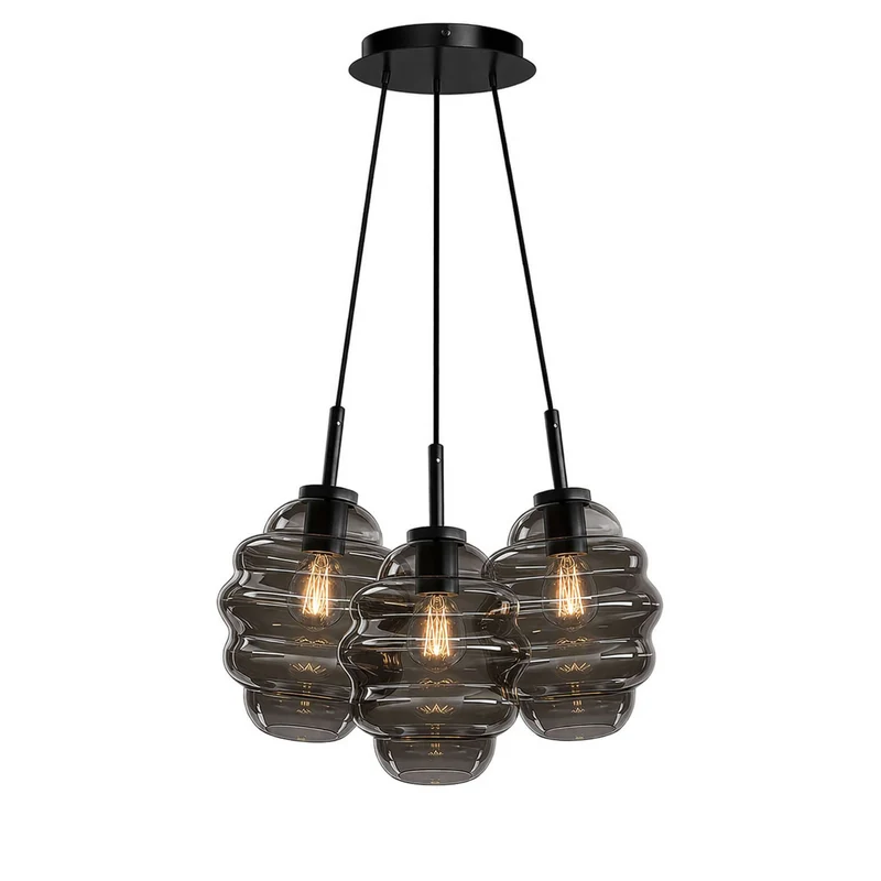 s.luce Echos Cluster Glas-Pendelleuchte 3-flammig 3x18cm