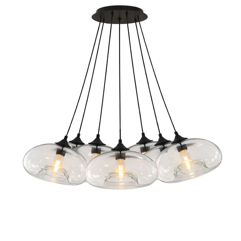 s.luce Cruet Cluster Glas-Pendelleuchte 7-flammig 7x28cm
