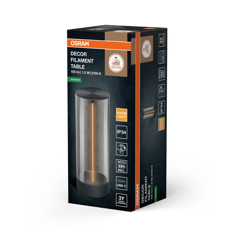 OSRAM ENDURA® STYLE DECOR FILAMENT Tischleuchte USB IP54 Dimmbar