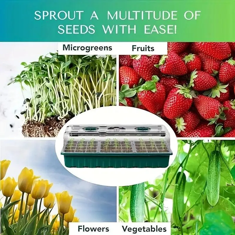 36-Cell Indoor Plant Growing Kit With LED Grow Light And Humidity Dome Euroselle