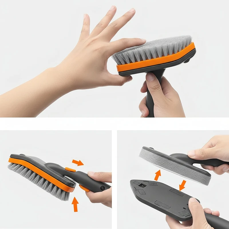 Euroselle Detachable Bathroom Brush With Dual Bristles For Floors And Tiles