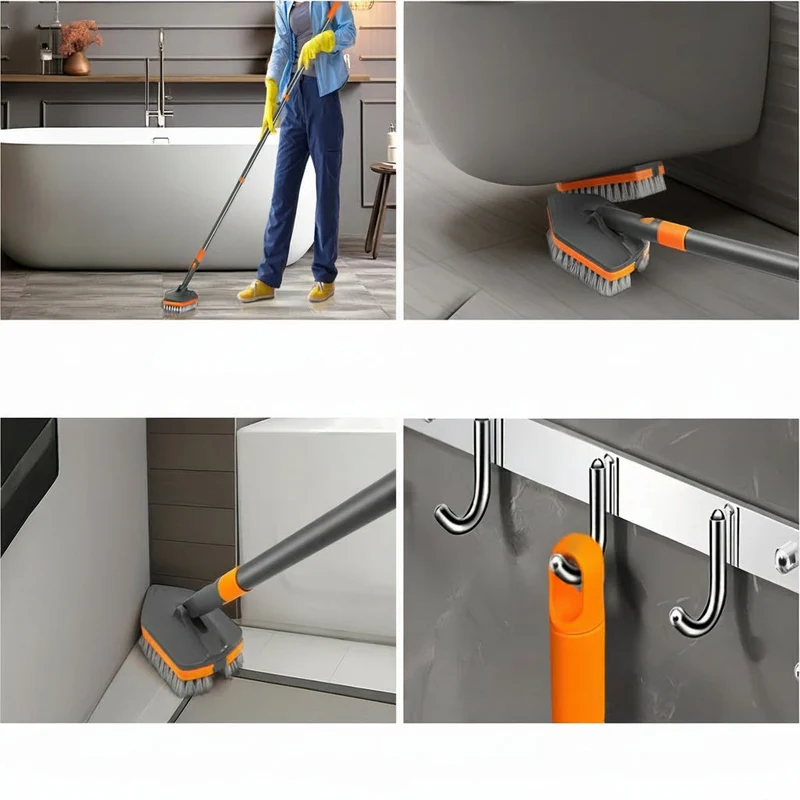 Euroselle Detachable Bathroom Brush With Dual Bristles For Floors And Tiles