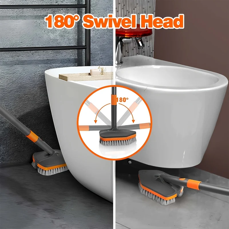 Euroselle Detachable Bathroom Brush With Dual Bristles For Floors And Tiles