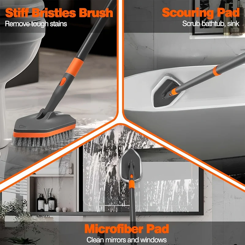 Euroselle Detachable Bathroom Brush With Dual Bristles For Floors And Tiles