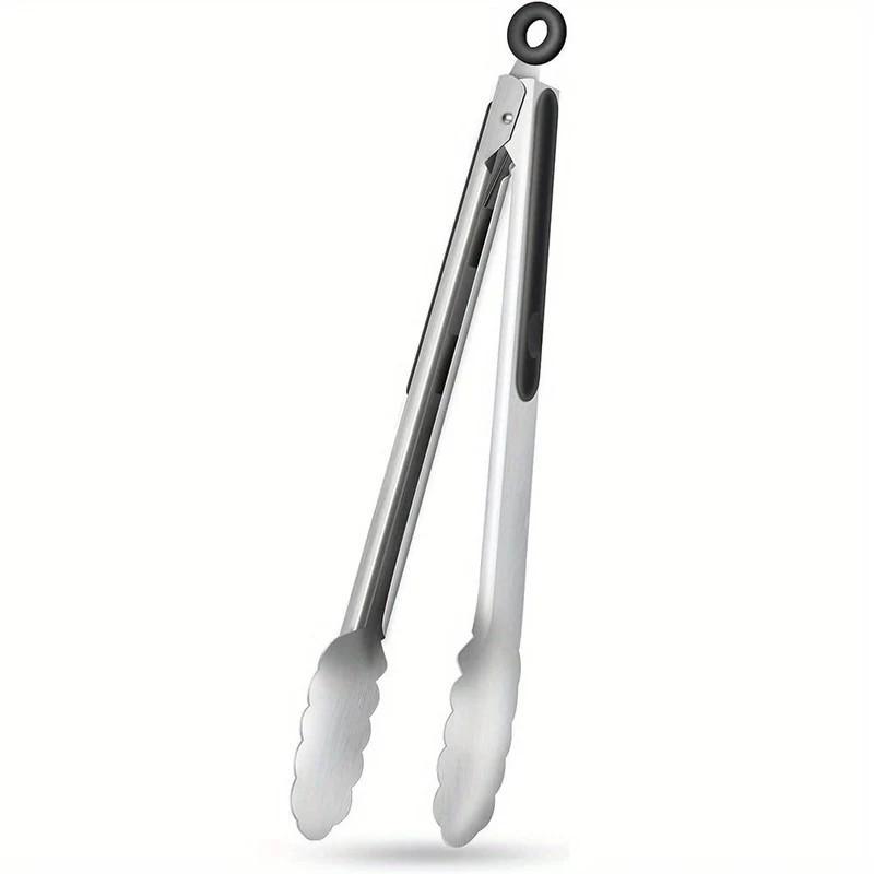 Euroselle Stainless Steel Kitchen Tongs With Silicone Grip And Locking Mechanism