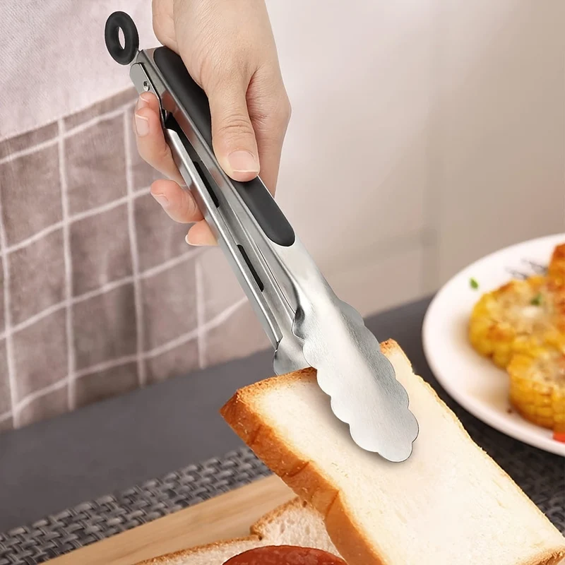 Euroselle Stainless Steel Kitchen Tongs With Silicone Grip And Locking Mechanism