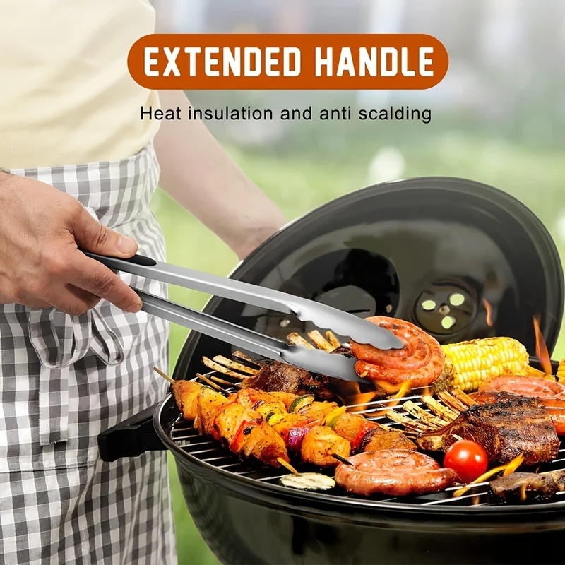 Euroselle Stainless Steel Kitchen Tongs With Silicone Grip And Locking Mechanism