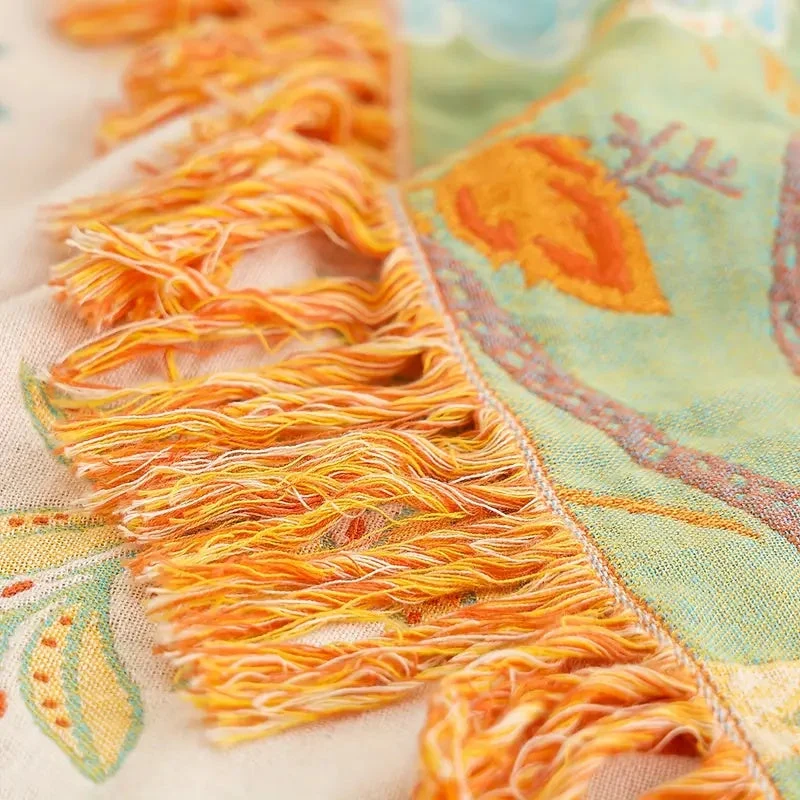 Euroselle Floral Cotton Throw Blanket For Cozy Boho Living Spaces