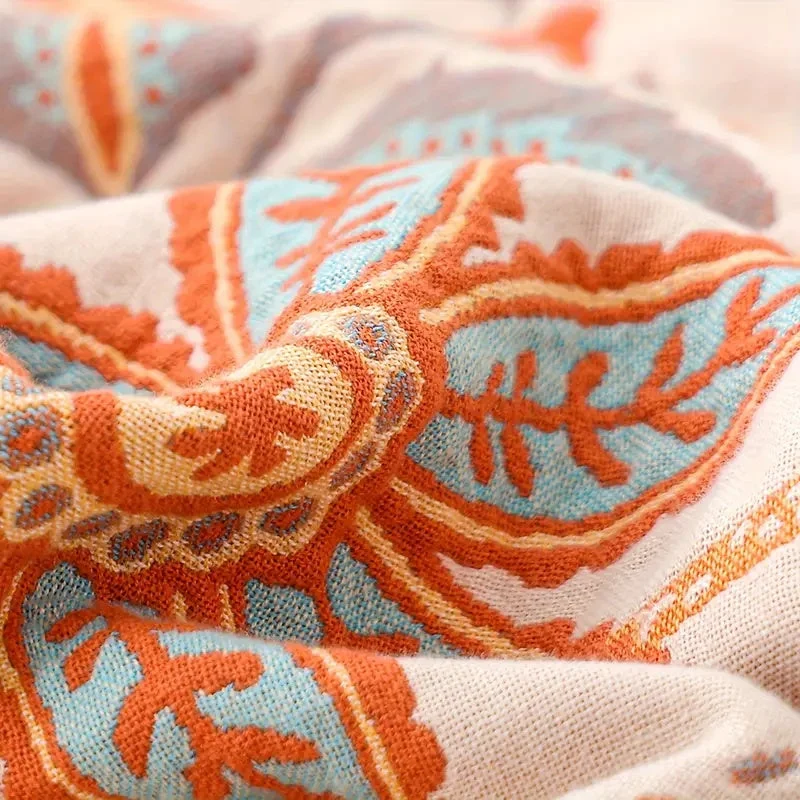 Euroselle Floral Cotton Throw Blanket For Cozy Boho Living Spaces