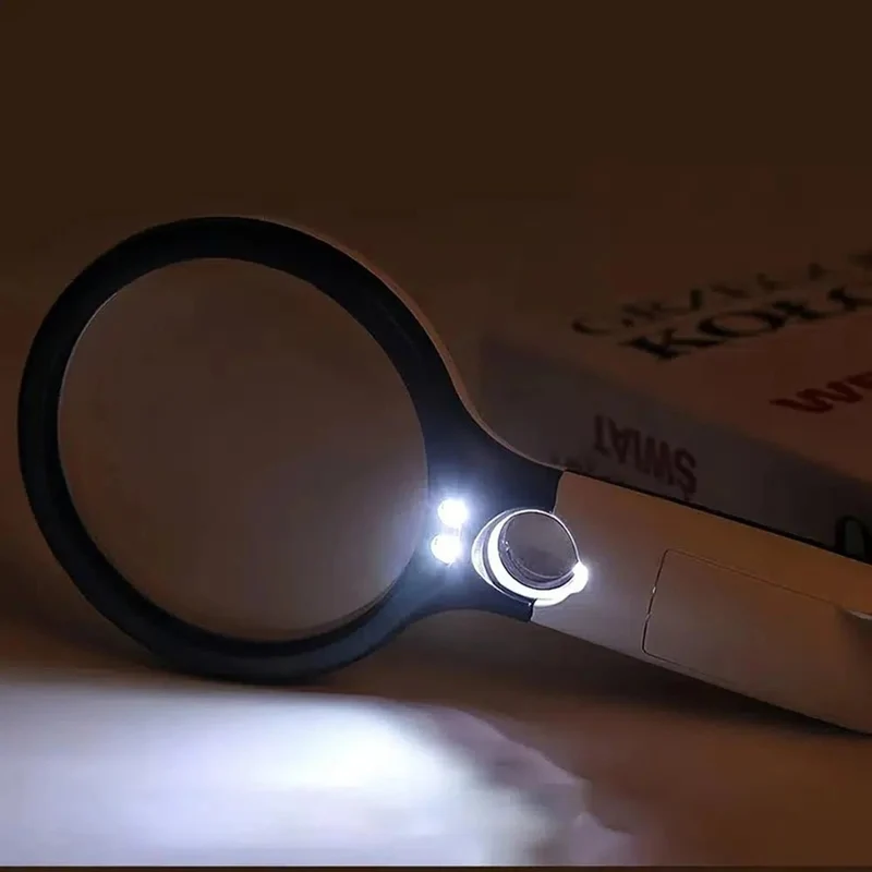 45x Handheld Magnifying Glass With LED Light For Precise Reading And Detailed Inspection Euroselle