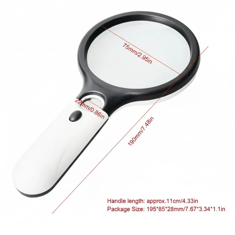 45x Handheld Magnifying Glass With LED Light For Precise Reading And Detailed Inspection Euroselle