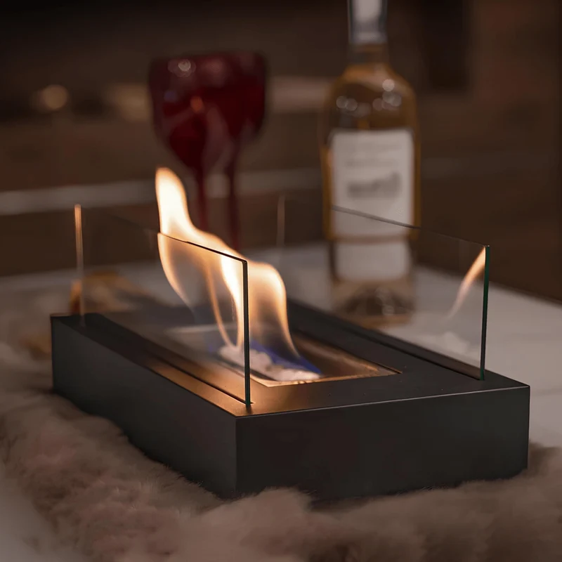 Euroselle Portable Tabletop Bioethanol Fireplace With Clean Burning Flame