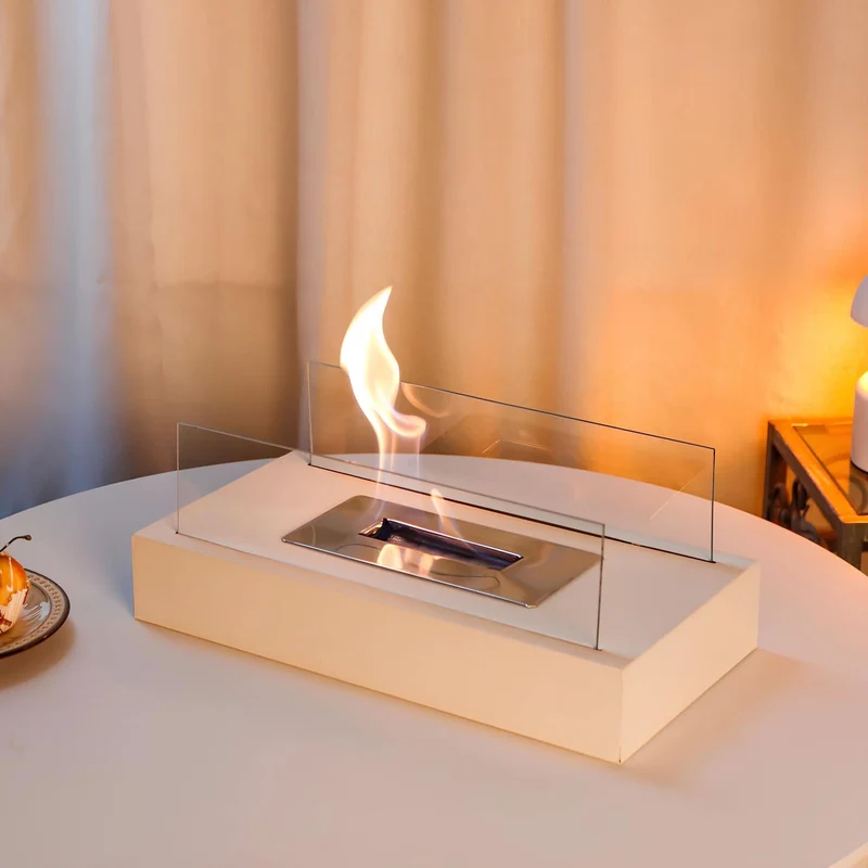 Euroselle Portable Tabletop Bioethanol Fireplace With Clean Burning Flame
