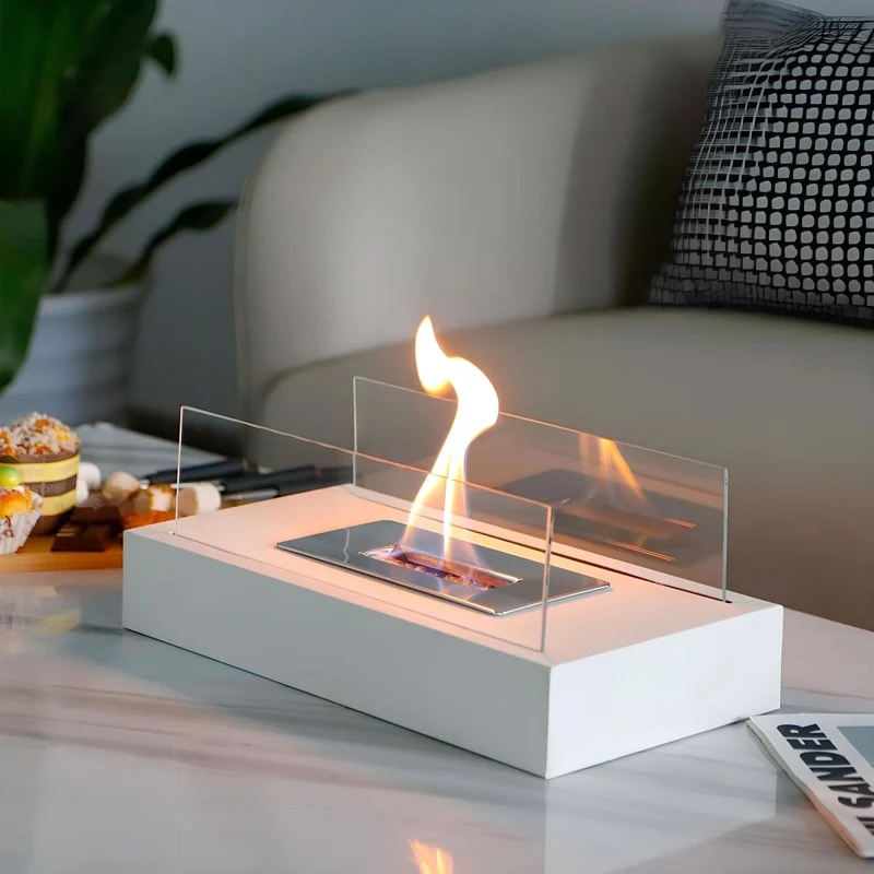 Euroselle Portable Tabletop Bioethanol Fireplace With Clean Burning Flame