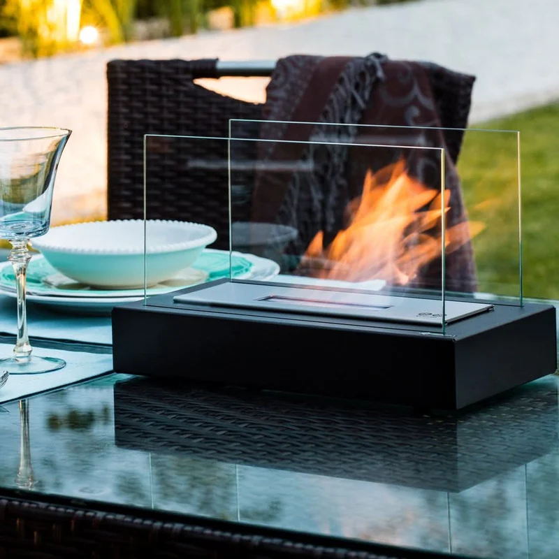 Euroselle Portable Tabletop Bioethanol Fireplace With Clean Burning Flame