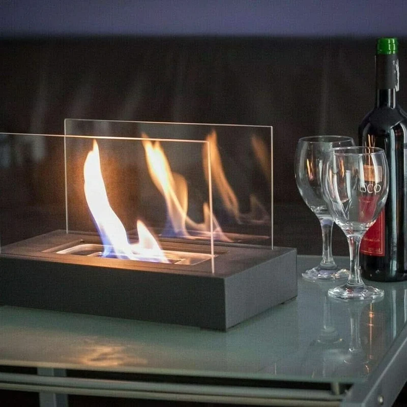Euroselle Portable Tabletop Bioethanol Fireplace With Clean Burning Flame