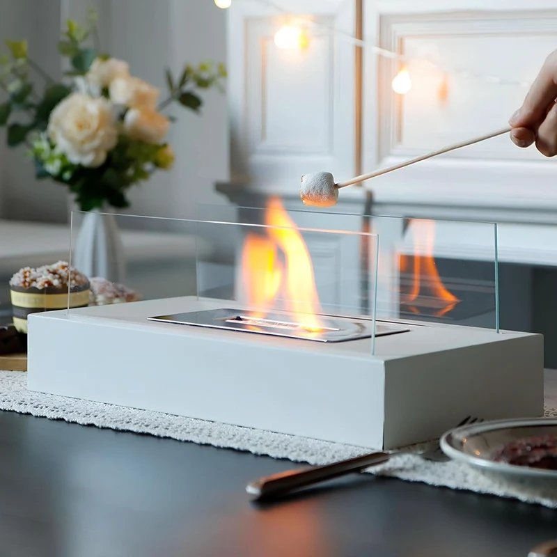 Euroselle Portable Tabletop Bioethanol Fireplace With Clean Burning Flame