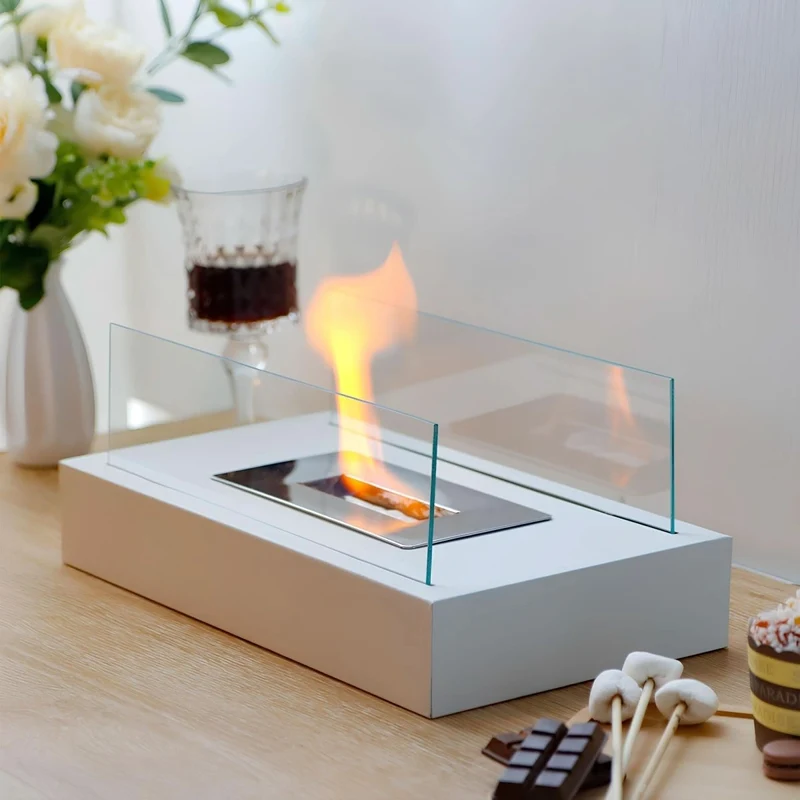 Euroselle Portable Tabletop Bioethanol Fireplace With Clean Burning Flame