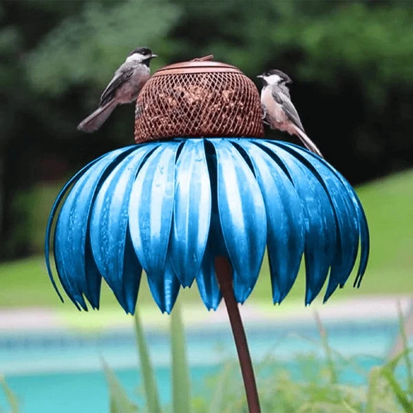 Euroselle Coneflower Metal Bird Feeder Durable Weatherproof Design