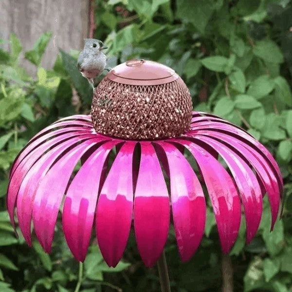Euroselle Coneflower Metal Bird Feeder Durable Weatherproof Design