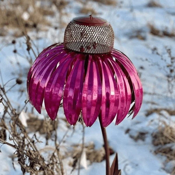 Euroselle Coneflower Metal Bird Feeder Durable Weatherproof Design