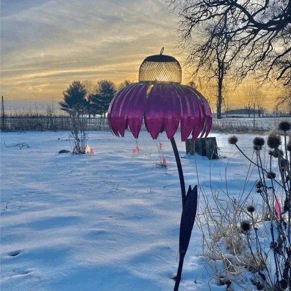 Euroselle Coneflower Metal Bird Feeder Durable Weatherproof Design