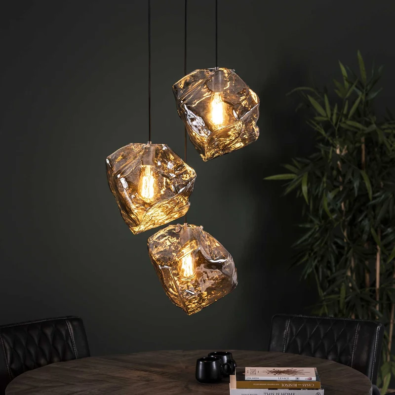 HÇÏngelampe 3L rock chromed gestuft – Chromed glas