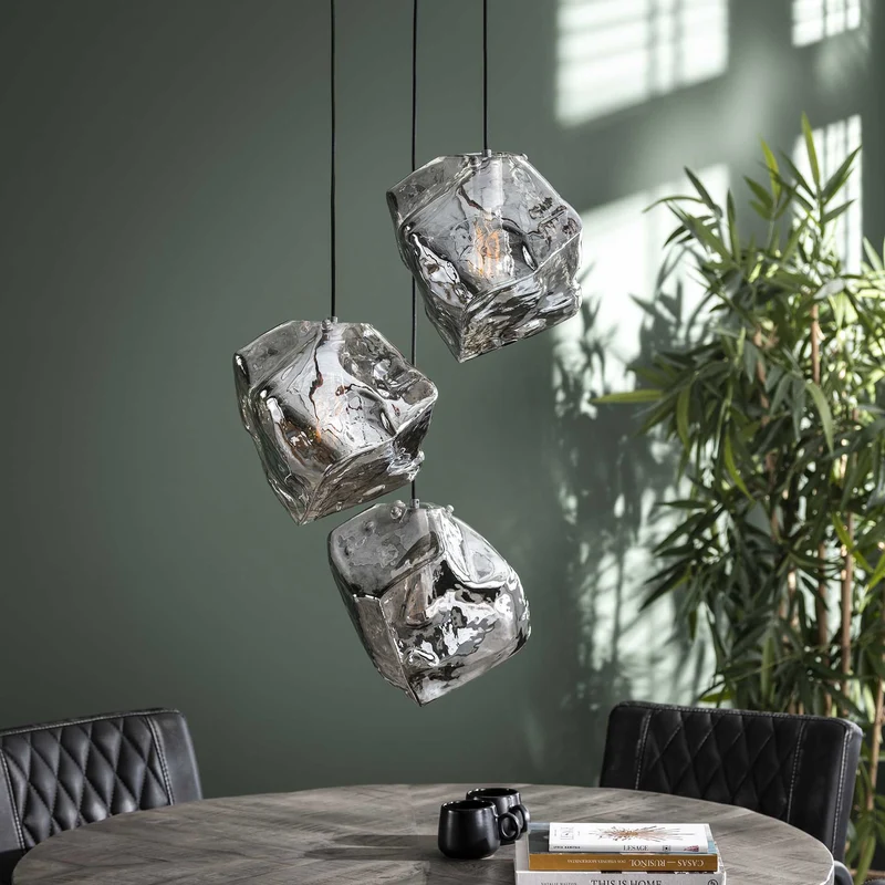 HÇÏngelampe 3L rock chromed gestuft – Chromed glas