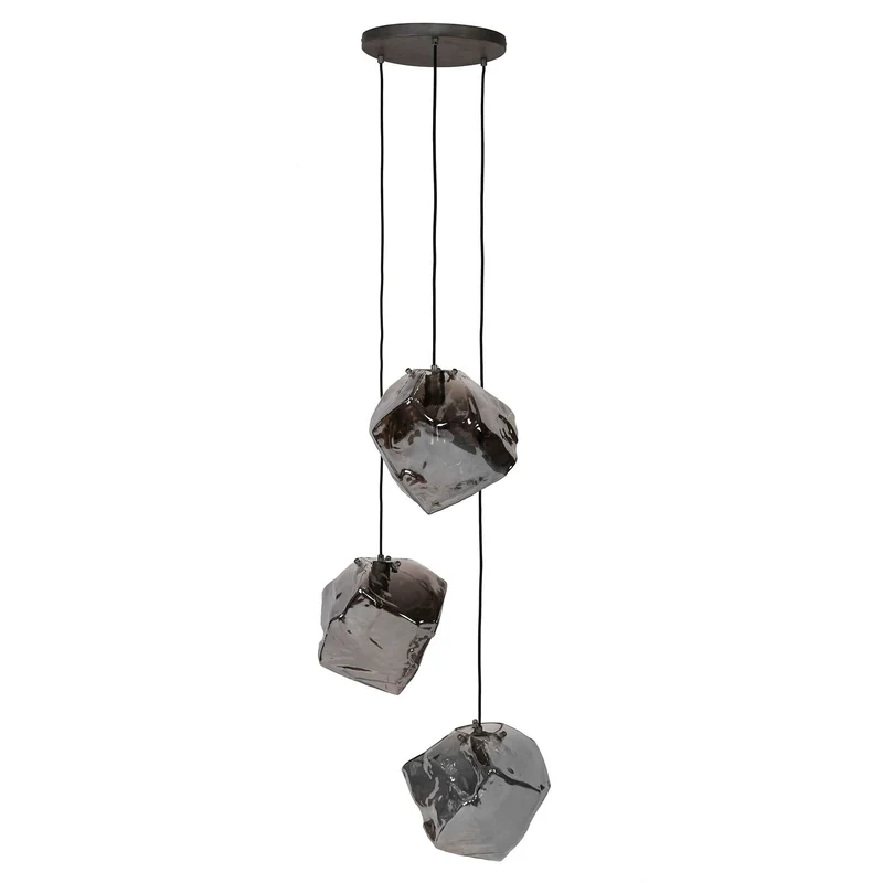HÇÏngelampe 3L rock chromed gestuft – Chromed glas