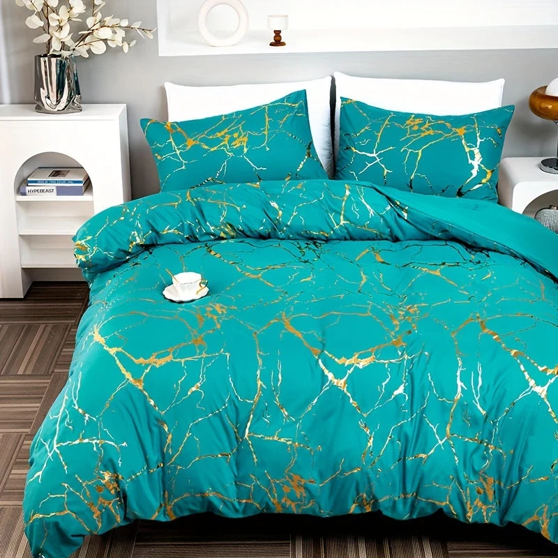 Euroselle Classic Golden Foil Texture Luxury Bedding Set