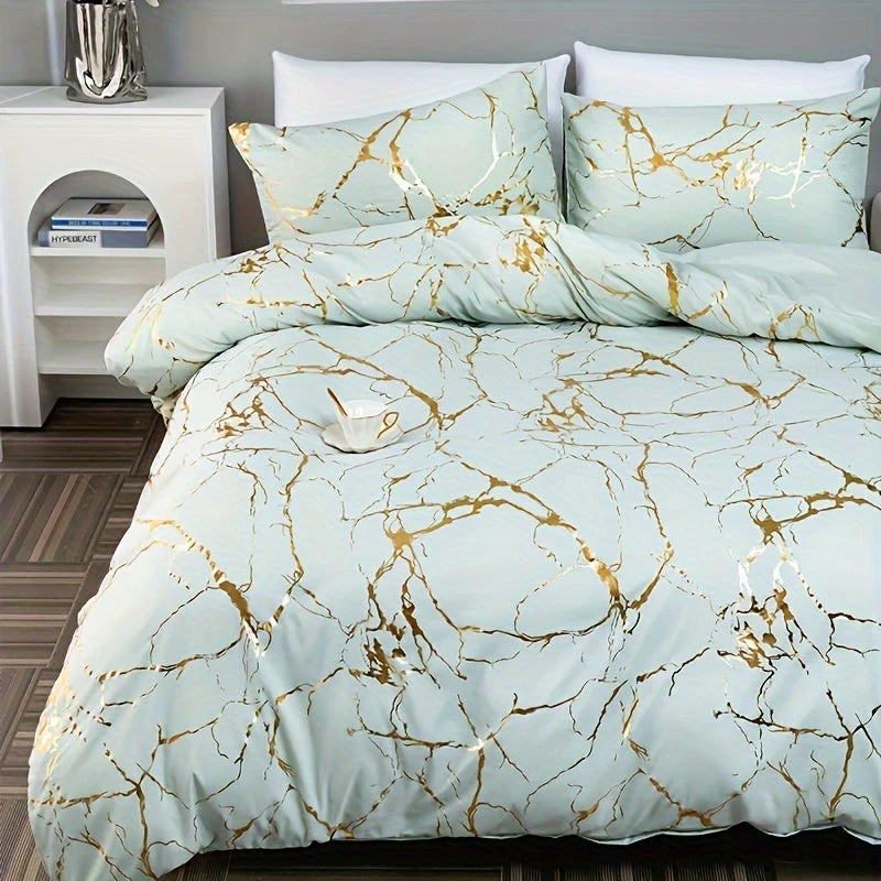 Euroselle Classic Golden Foil Texture Luxury Bedding Set