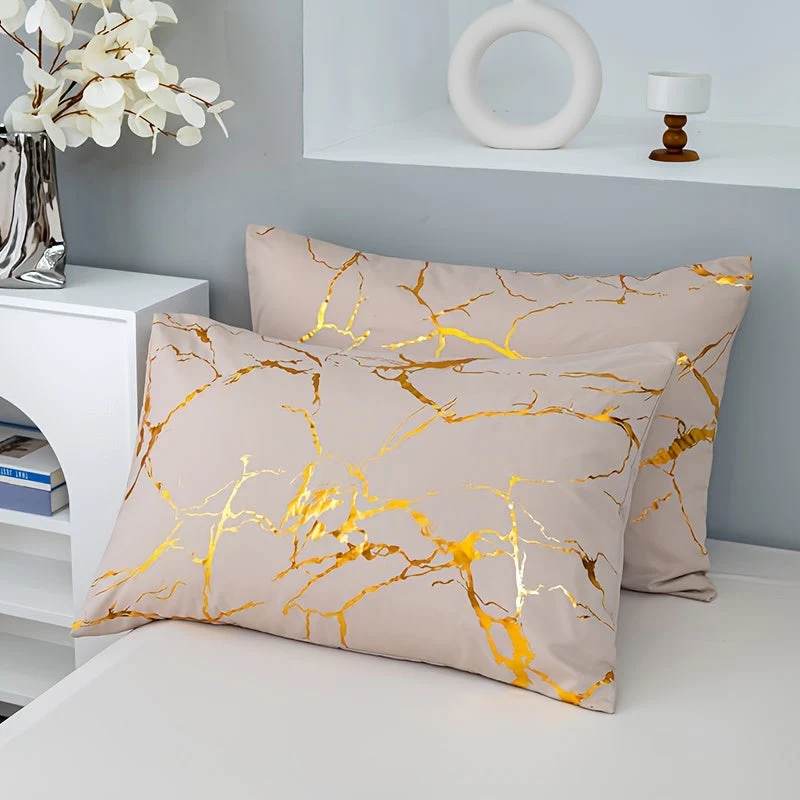 Euroselle Classic Golden Foil Texture Luxury Bedding Set
